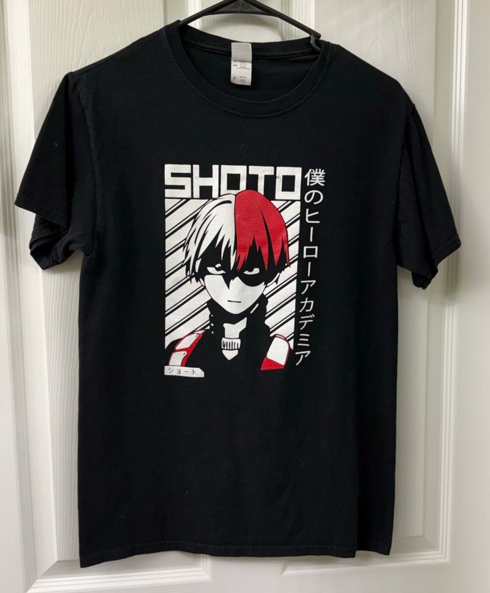 My Hero graphic Vintage Shoto Todoroki Y2K Anime Rare Small Men's black t-shirt
